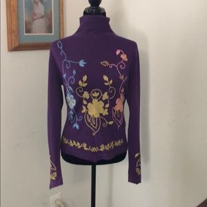 Embroidered turtleneck sweater
